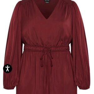 City Chic Blouse - Plus Size 16 - New with Tags - Burgundy - Long Sleeves